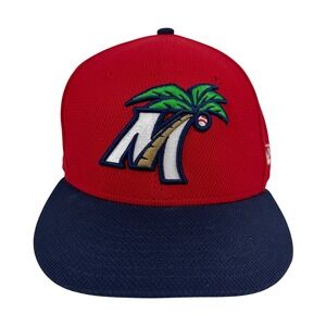 New Era Modesto Nuts MiLB 59FIFTY Fitted Hat Red Navy Blue Size 6 3/4